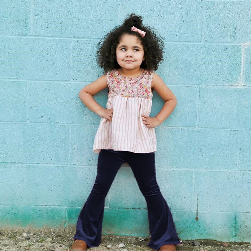Halo Bell Bottoms- Navy Blue