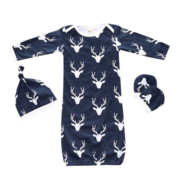 Navy Deer Baby Boy Night Gown