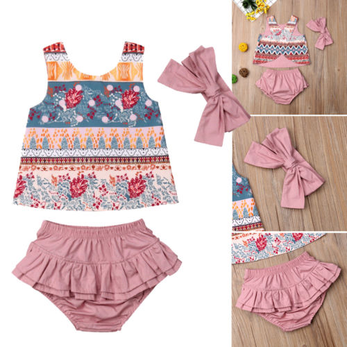 3Pcs Ruffle Floral Tutu Set