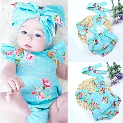 Blue Floral Baby Romper