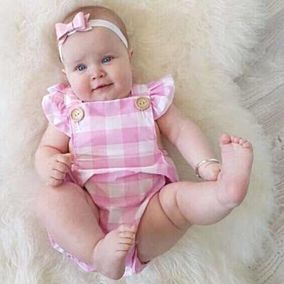 Country Pink Plaid Romper