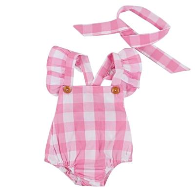 Country Pink Plaid Romper