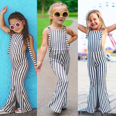 Bell Bottom Stripe Overalls