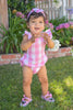 Country Pink Plaid Romper