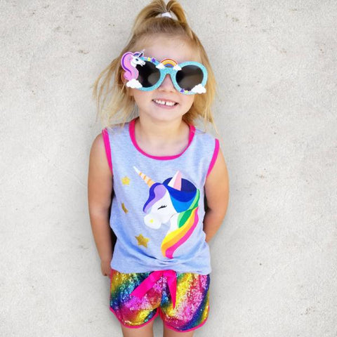 Sparkle Rainbow Unicorn Short Set